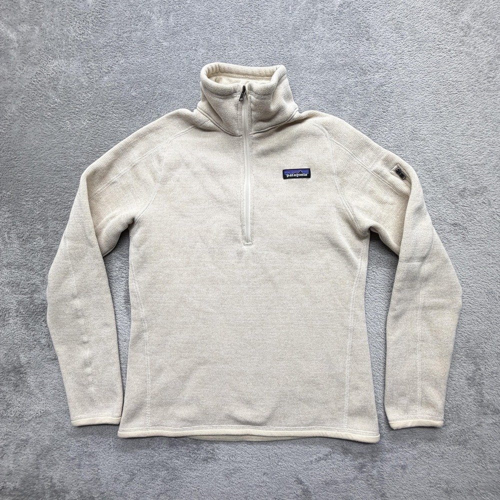 Patagonia Sweater Womens White Waffle-Knit 1/4 Zip Pullover Lightweight